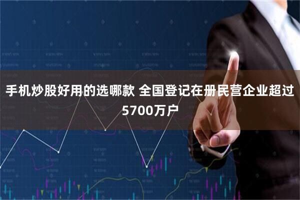 手机炒股好用的选哪款 全国登记在册民营企业超过5700万户